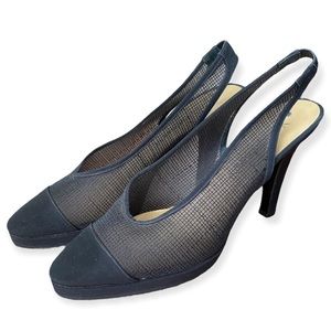 Vintage Yves Saint Laurent Mesh Accents Slingback Pumps